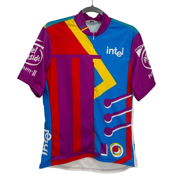 Pearl Izumi Intel Inside Pentium II Cycling Jersey Mens Large Multi Color Vtg